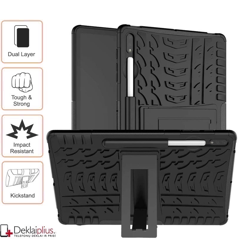 Smūgiams atsparus dėklas planšetei - juodas (Samsung Tab S7 Plus (T970/T976)/Tab S8 Plus (SM-X806) Smūgiams atsparus dėklas planšetei - juodas (Samsung Tab S7 Plus (T970/T976)/Tab S8 Plus (SM-X806)